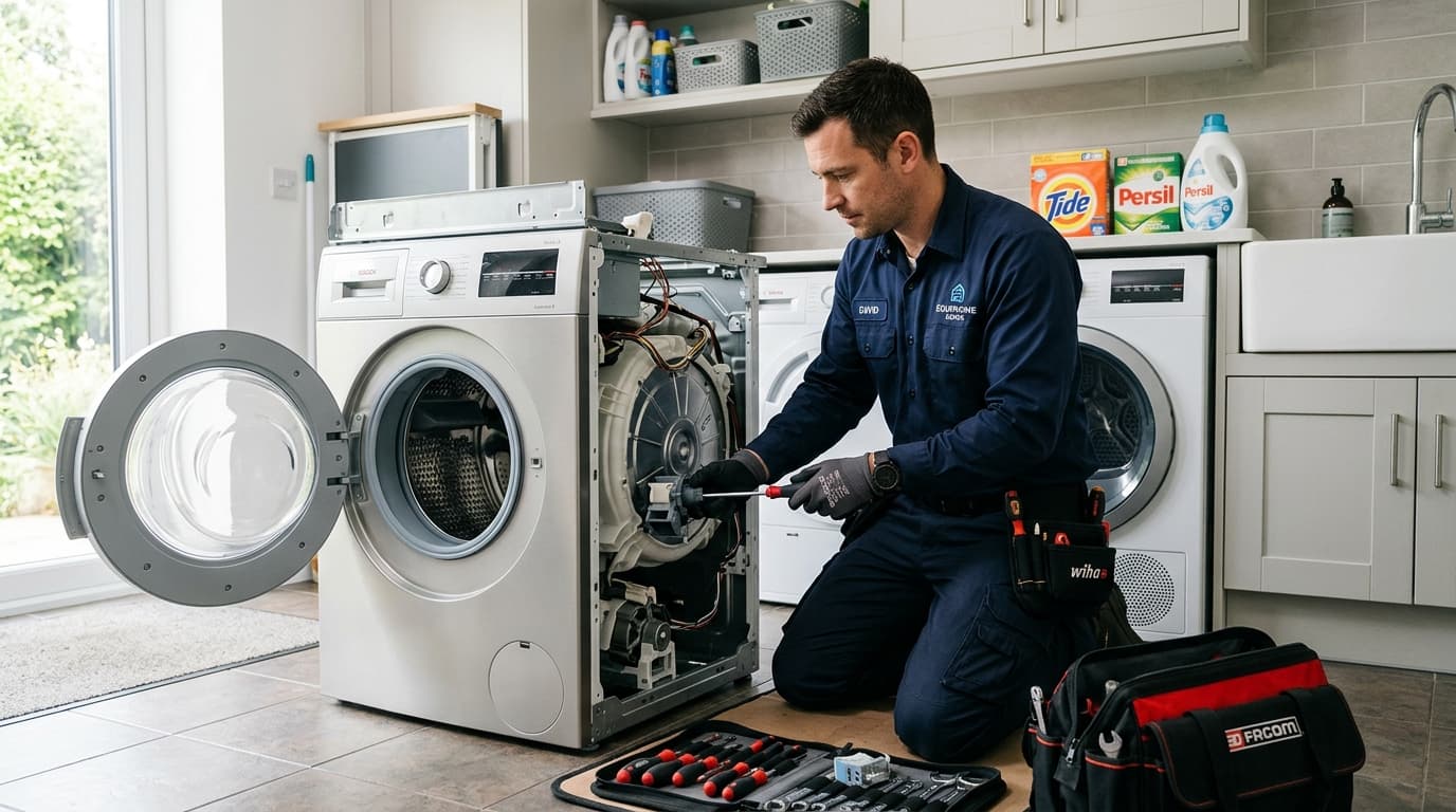 Expert Technician Repairing Front-Load Washing Machine in Navi Mumbai